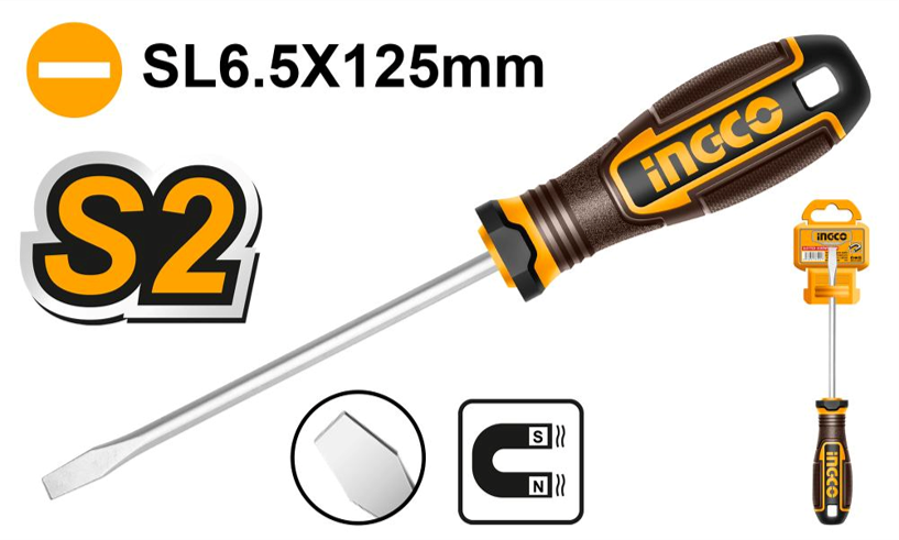 Ingco Slotted Screwdriver 6.5x125mm.