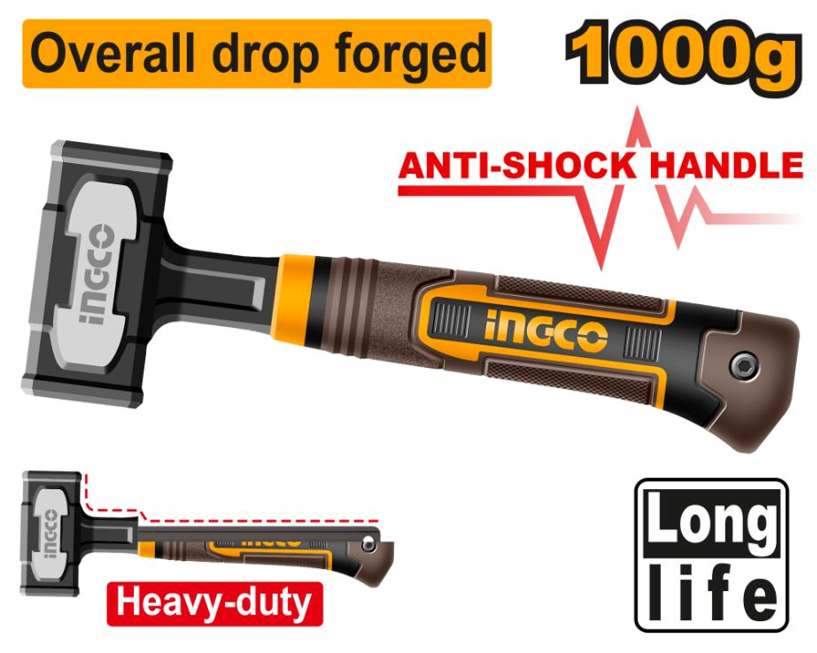 Ingco Stoning Fibreglass Hammer 1000g
