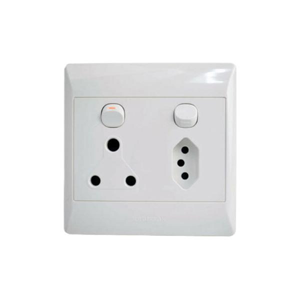 Redisson Wall Socket 1X16A 1XEuro16A 4X4 | Brite Lighting & Electrical