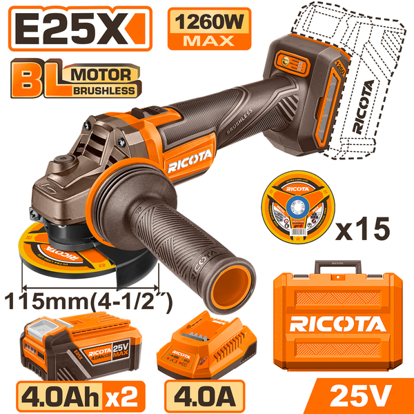 Ricota Angle Grinder Kit 25V 115mm
