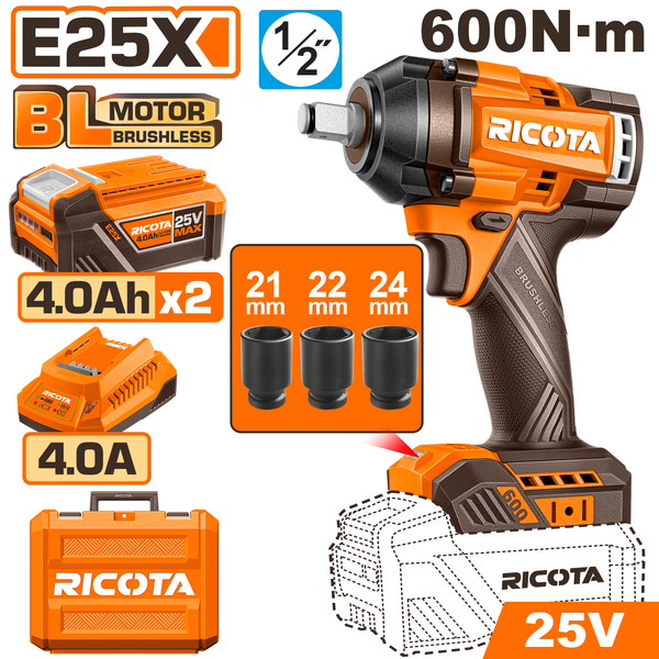 Ricota Imapct Wrench Kit 600N.m 25V