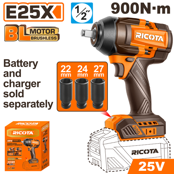 Ricota 25V 900N.m Impact Wrench