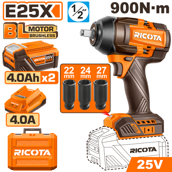 Ricota 25V Impact Wrench Kit 900N.m