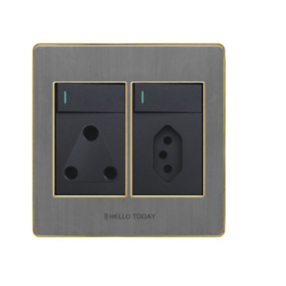 HT 16A/1x5A Plug Socket 4x4 Silver/Gold