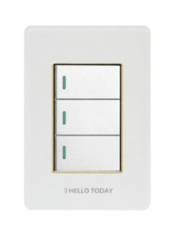 HT 3L Light Switch White/Gold 2×4 1Way