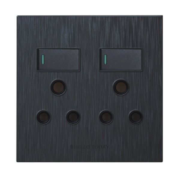 HT Plug Socket 2x16A 4x4 Black For Sale | Brite Lighting & Electrical