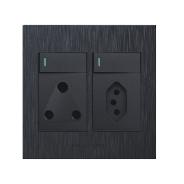 HT 1x16A/1x5A Plug Socket 4x4 Black