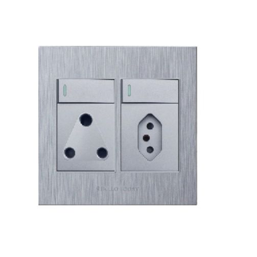HT 2x16A/1x5A Plug Socket 4x4 Silver