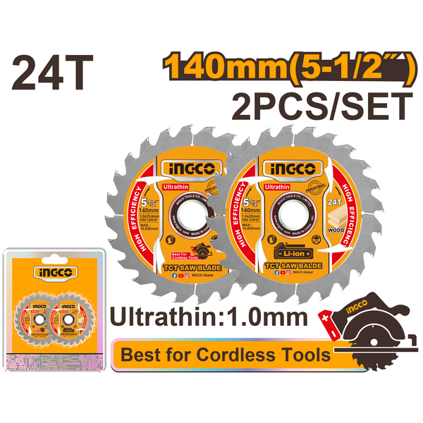 Ingco Ultra-Thin TCT Saw Blade Set 24T