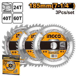 Ingco TCT Wood Saw Blade Set 185mm