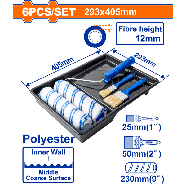 Wadfow Paint Roller/Brush Set 6Pcs