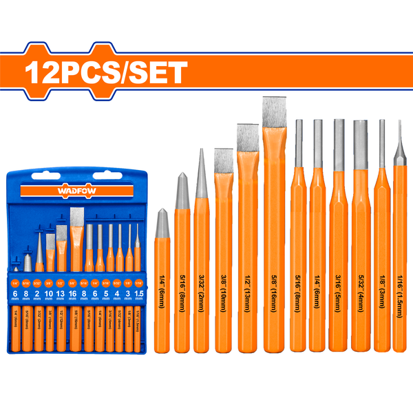 Wadfow Chisel/Punch Set 12Pcs 40CR