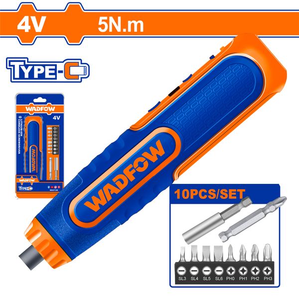 Wadfow Screwdriver 4V 5Nm incl 10Pcs Acc