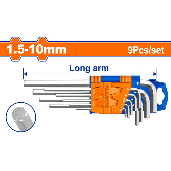 Wadfow Hex Key Set 1.5-10mm 9Pcs