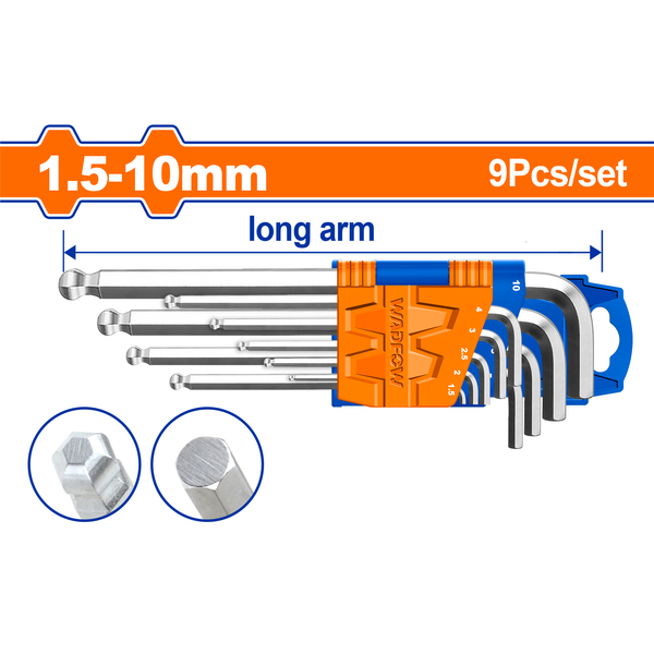 Wadfow B/Point Hex Key 1.5-10mm