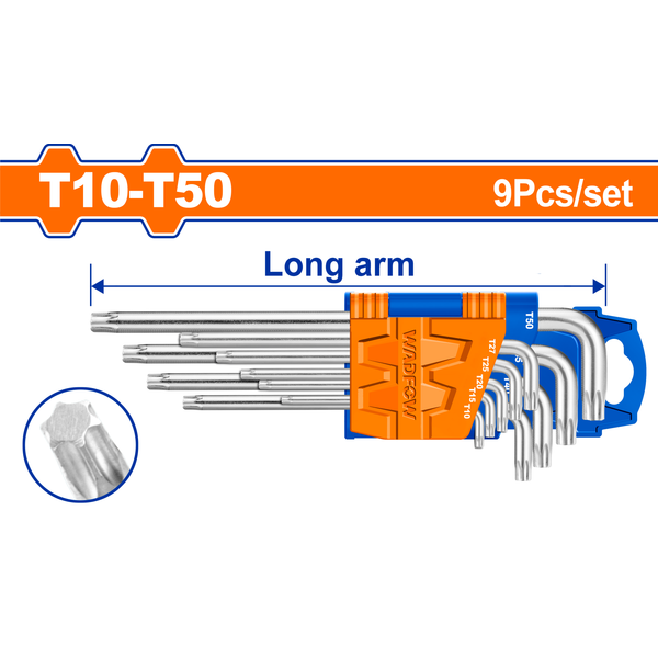 Wadfow Torx Key Set T10-T50 9Pcs