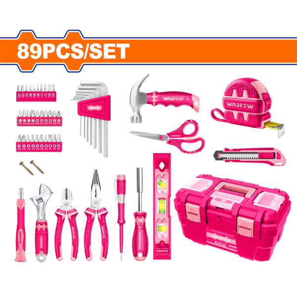 Wadfow Pink Tool Box Set 89Pcs