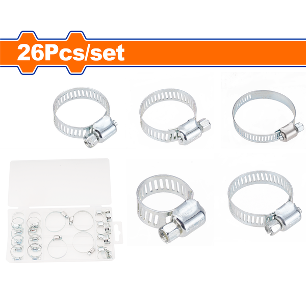 Wadfow Hose Clamp Set 16-40mm 26Pcs