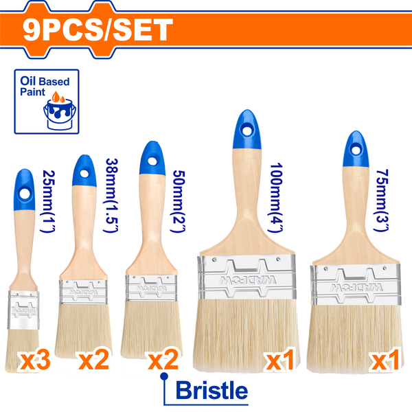 Wadfow 9Pcs Oil Based Paint Brush Set