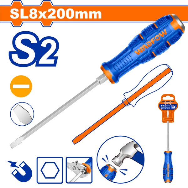 Wadfow End Mag Slotted Screwdriver 8x200