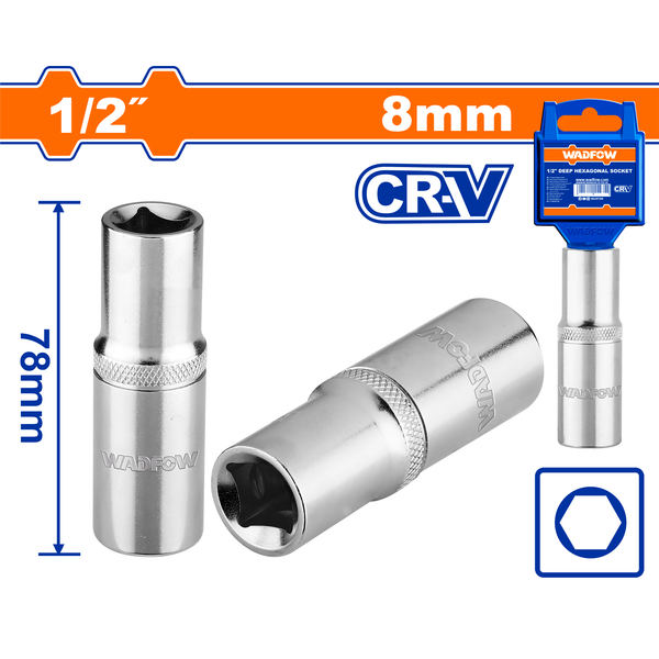 Wadfow Hex Deep Socket 8x78mm 8mm  .