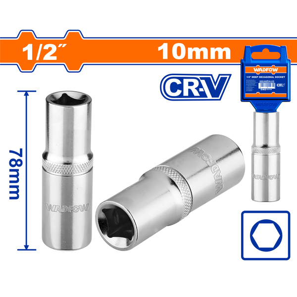 Wadfow Hex Deep Socket 10x78mm