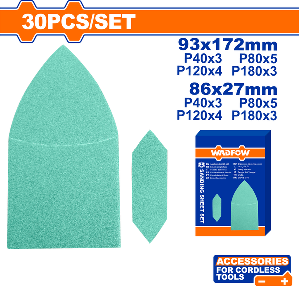Wadfow Sand Paper Set 30Pcs 86x27mm