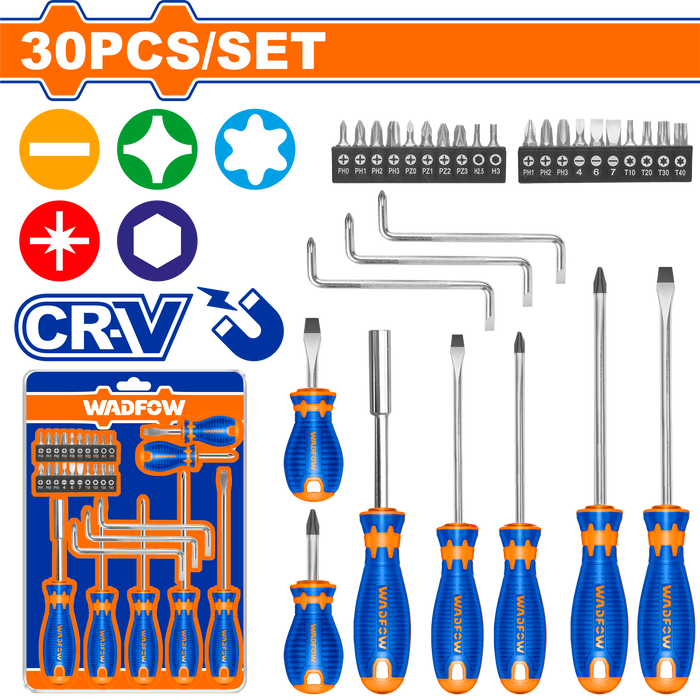 Wadfow M/Screwdriver CRV 30Pcs Set