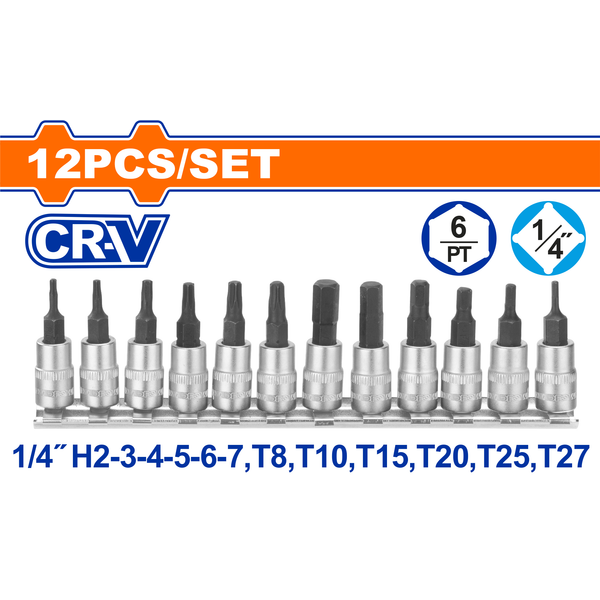 Wadfow 12Pcs Socket Bit Set