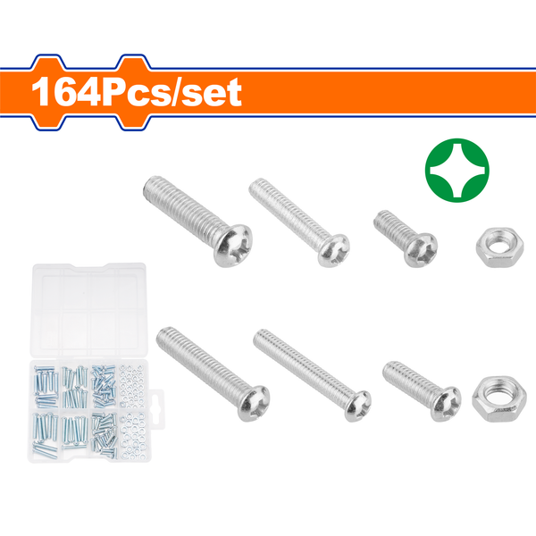 Wadfow Threaded Screw Set 164Pcs