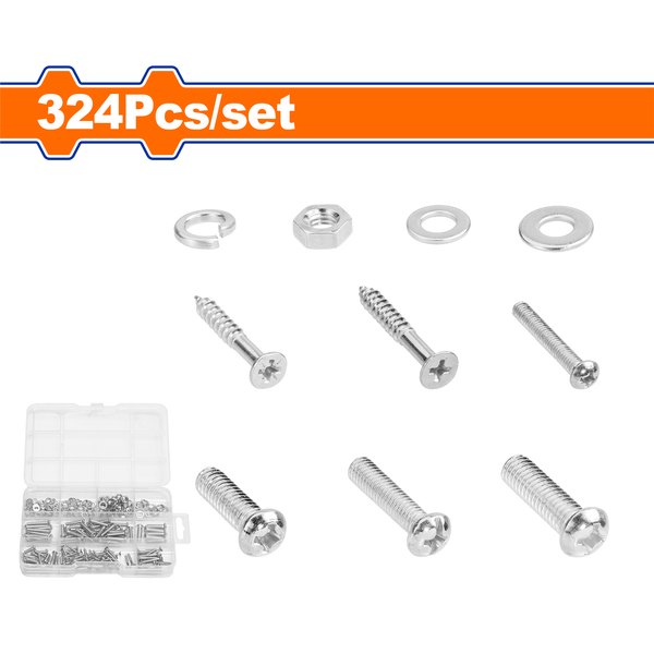 Wadfow Screw & Hex Nut Set 4-6mm 324Pcs