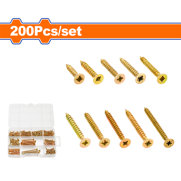 Wadfow Chipboard Screw Kit 3-5mm 200Pcs