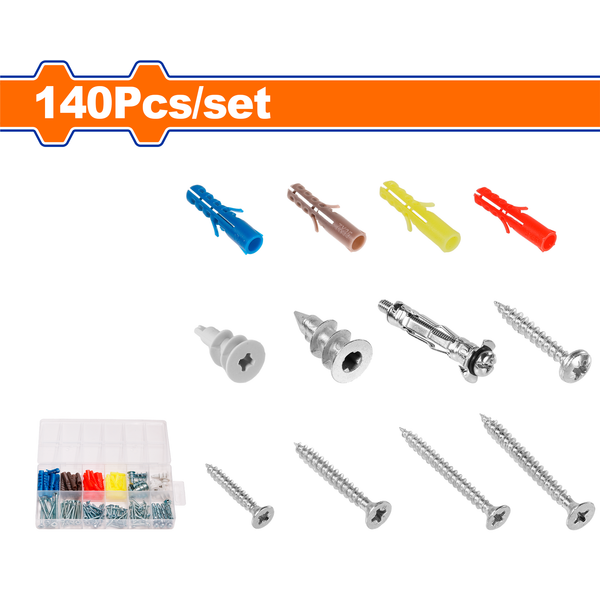 Wadfow Wall Plug Set 140Pcs 5-8mm