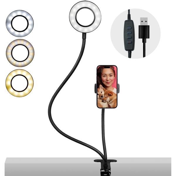 Clip on Selfie Ring L/Stand-Phone Holder