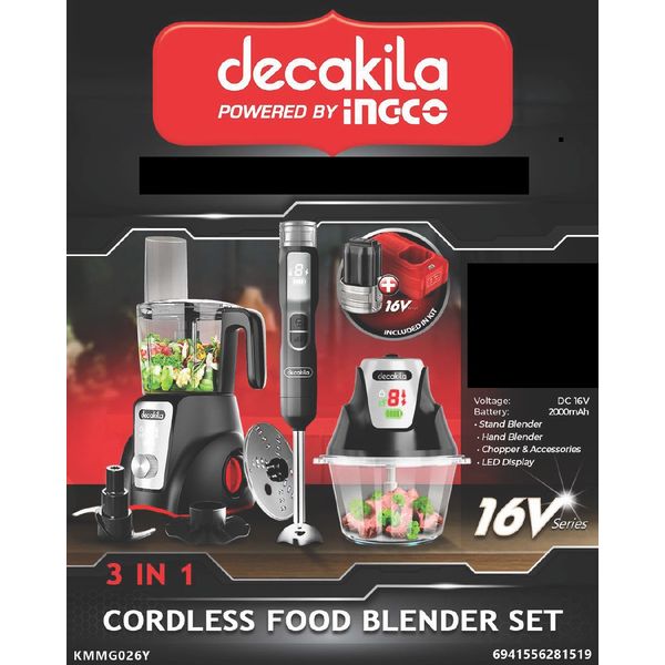 Decakila 3PC Cordless Blender Combo Kit