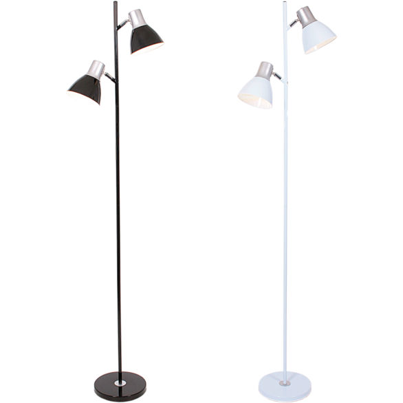 2 Light Standing Floor Lamp - White