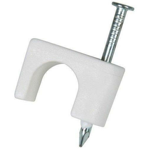 Flat Cable Clips 10mm White - 100 Pack