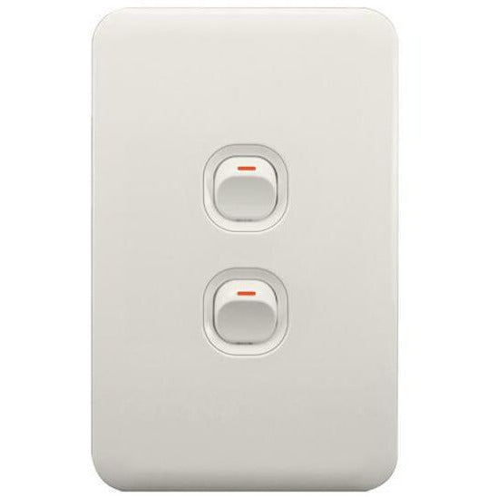 Lear 2 Lever Light Switch White