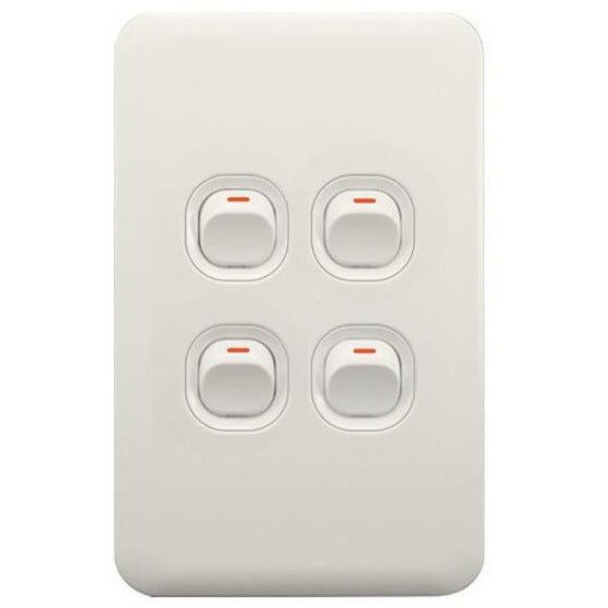 Lear 4 Lever Light Switch White