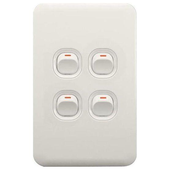 Lear 4 Lever Light Switch White