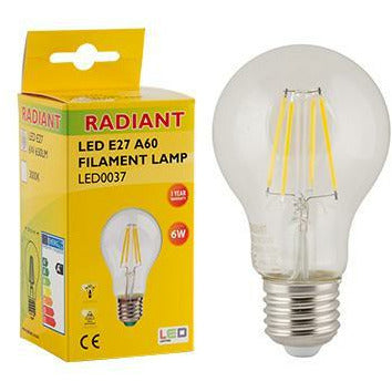 Radiant LED Filament 6W E27 Warm White