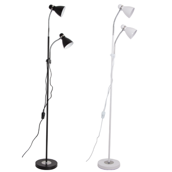 2 Light Black Standing Floor Lamp